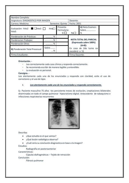 Evaluación HITO 2 Diagnóstico por Imagen Apuntes y Resúmenes