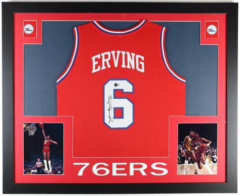 Julius Dr J Erving Signed Custom Framed Jersey Display Beckett