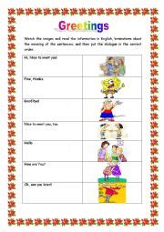 Greetings Esl Worksheet By Terete