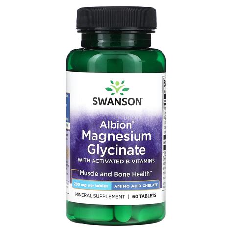 Swanson Albion Magnesium Glycinate With Activated B Vitamins Mg