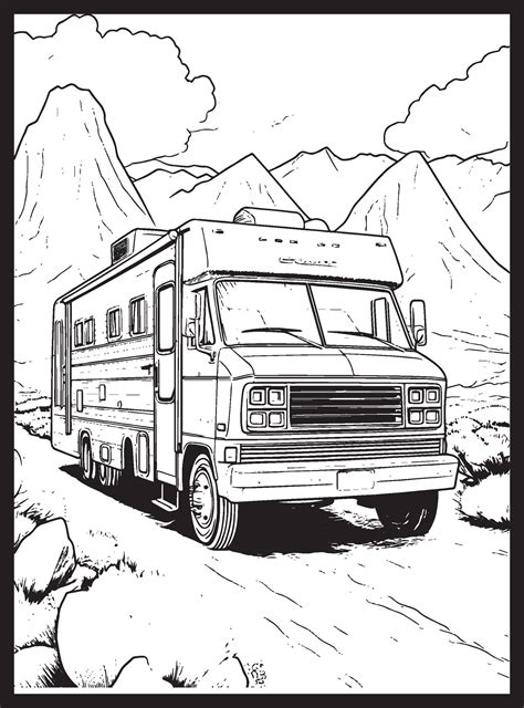 Rv Road Trip Coloring Pages Adults 25867610 Vector Art At Vecteezy