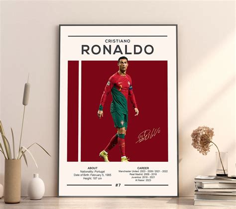 Cristiano Ronaldo Poster, Portugal Football Print, Soccer Gifts, Sports ...