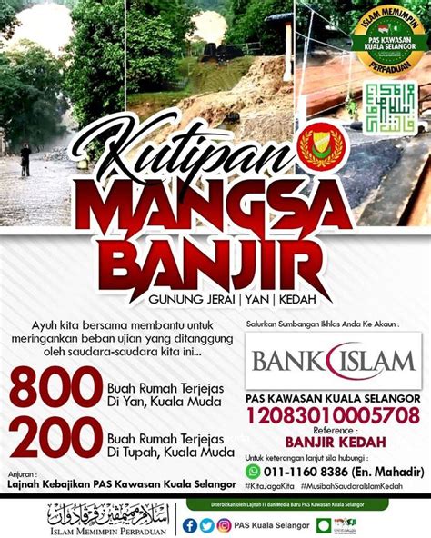 Sumbangan Bantuan Mangsa Banjir Lumpur Di Yan Kedah Pas Kawasan