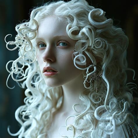 Medusa albino con pelo de pitón Foto Premium