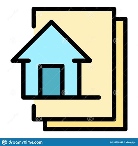 Home Office Papers Icon Color Outline Vector Stock Vector