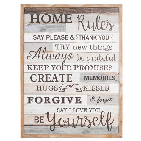 HOME RULES wooden wall art 50 x 65 cm | Maisons du Monde