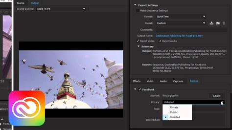 Publish To Facebook Adobe Media Encoder Cc Creative Cloud Youtube