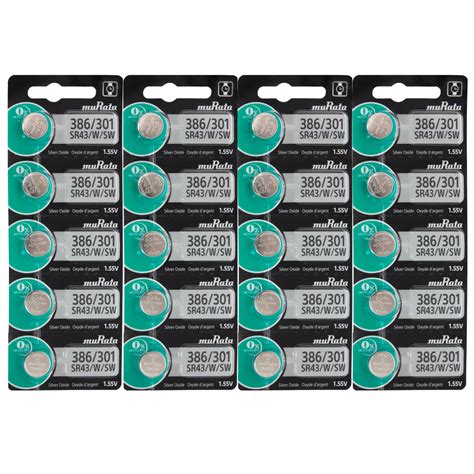 386301 Sony Sr43wsr43sw Silver Oxide Watch Electronic Battery 20 Pcs