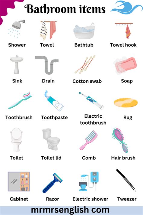 Bathroom Items Names In English With Pictures Mr Mrs English