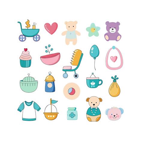 Conjunto De Iconos Realistas Para Bebés Y Niños Vector Premium