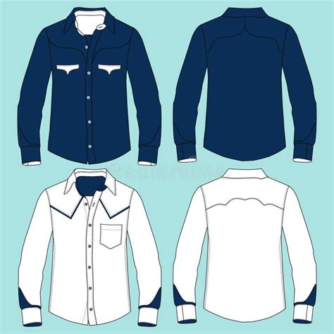 Flat Sketch Of Men Long Sleeve Shirts Vector Illustration Stock Vector