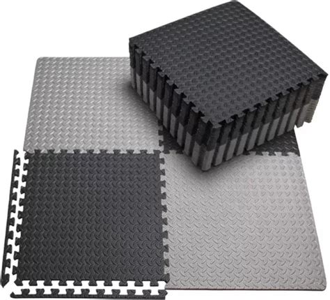 Tapete Piso 60x60 Rugoso Foamy Fomi Grueso Negro Y Gris 6 Pz 759 En