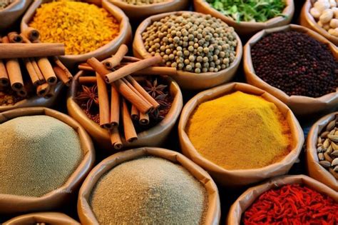 Premium Ai Image Vibrant Assortment Of Spices And Herbs Generative Ai