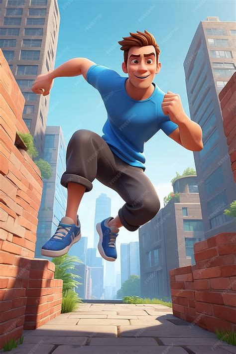 Premium Photo Parkour Expert Cartoon Character 3d Animation