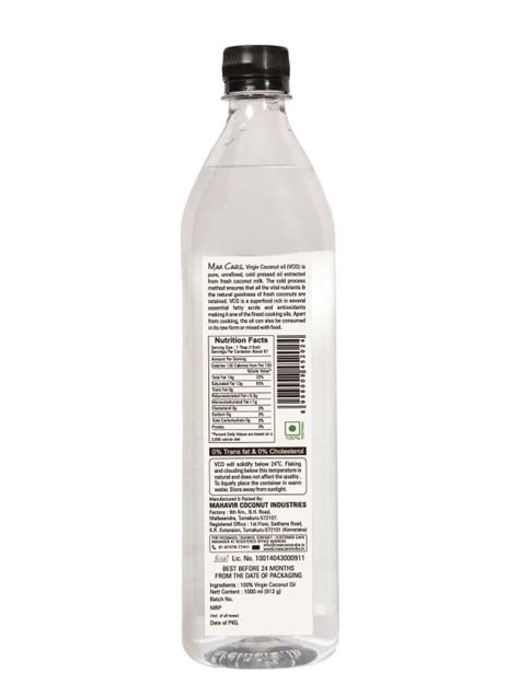 Maxcare Virgin Coconut Oil Cold Pressed 1000ml Jiomart