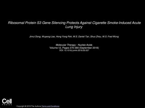 Ribosomal Protein S Gene Silencing Protects Against Cigarette Smoke