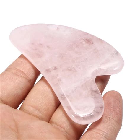 Buy Natural Rose Quartz Gua Sha Board Pink Jade Stone Body Facial Eye Scraping