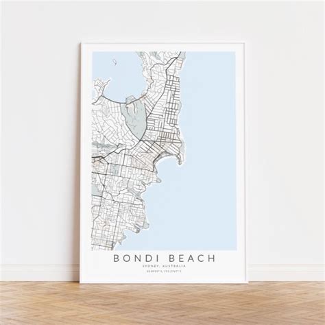 Bondi Beach Map Print