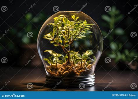 Plant Growing Inside A Light Bulb Ai Generated Stock Illustration