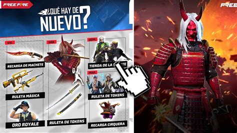 AGENDA SEMANAL DE FREE FIRE SAMURAI ZOMBIE EN RULETA DE TOKENS ORO