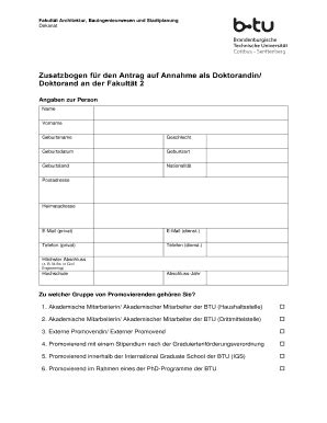 Ausfüllbar Online docs b tu Zusatzbogen fr den Antrag auf Annahme