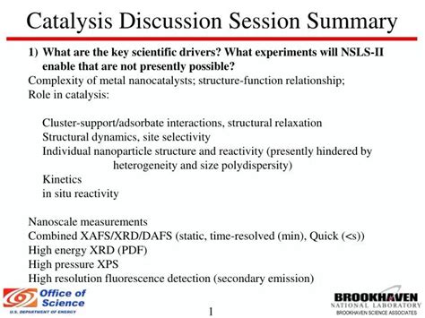 Ppt Catalysis Discussion Session Summary Powerpoint Presentation