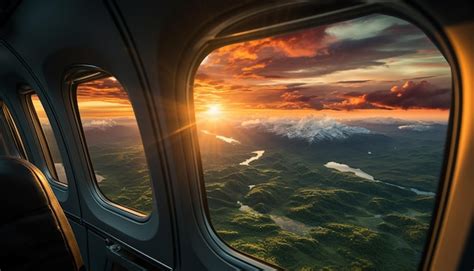 Premium AI Image | a sunset view from a helicopter with a view of the ...