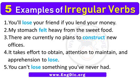 5 Examples Of Irregular Verbs In Sentences EngDic