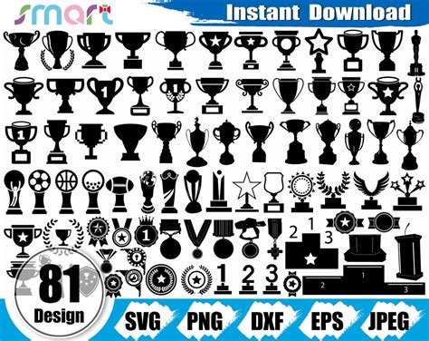 Trophäe Svg Bundle Medaillen Svg Podium Svg Abzeichen Svg Trophäe