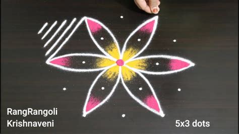 Dhanurmasam Sankranthi Muggulu5x3 Dots Pongal KolamNew Year Rangoli