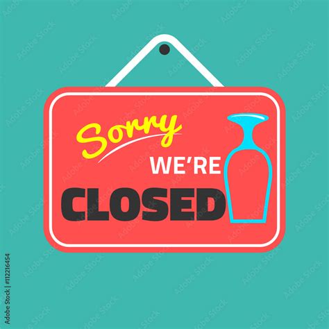 sorry we are closed sign front door shop Stock Vector | Adobe Stock