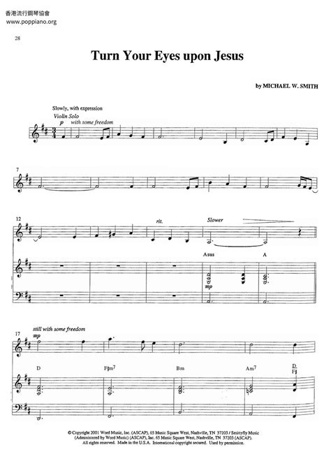 Spiritual Turn Your Eyes Upon Jesus Violin Score Pdf Free Score Download ★