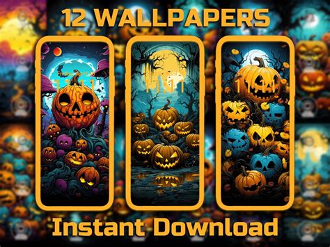 Jack-o'lantern Phone Wallpaper 12 Digital Download Backgrounds ...