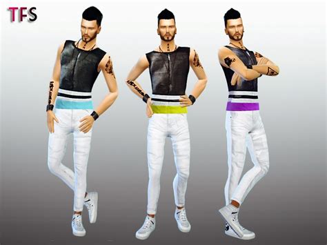 My Sims 4 Blog Leather Tanks For Males By Twistedfatesims