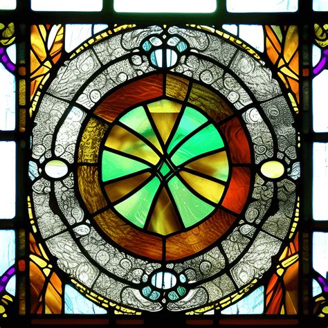 Square Stained Glass Window Elven Elegant Hyper Realistic Intricate