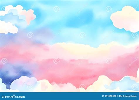 Sky Clouds Background. Watercolor Sky with Clouds Stock Illustration ...