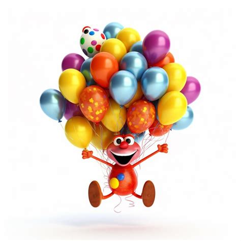 Premium Photo Araffe With Balloons In The Air And A Clown On Top