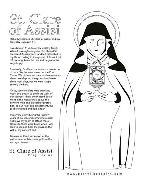 St Clare Coloring Page Coloring Pages