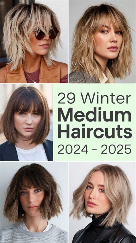 Aesthetic Winter Medium Haircuts 2024 2025 Curtain Bangs And