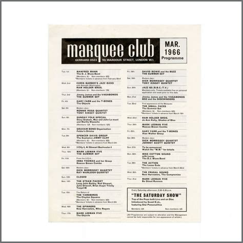 B39092 David Bowie Small Faces Yardbirds Marquee Club March 1966