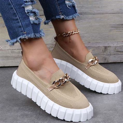 Women S Fashion Platform Sneakers With Chain Decor Thecelebritydresses