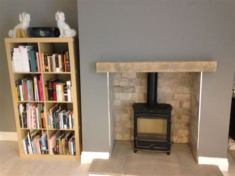 Opened Up Fire Place With New Log Burner Amazing Tiles And Hearth From