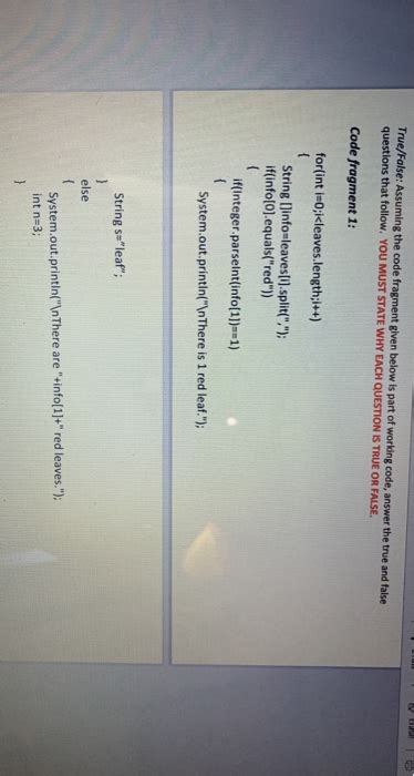 Solved True False Assuming The Code Fragment Given Below Is Chegg