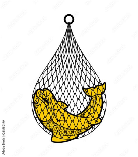 Fish In Net Fish Catch Vector Illustration Stock Vector Adobe Stock