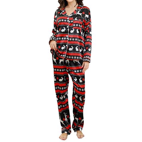 Women Christmas Pajama Set 2 Piece Long Sleeve Shirt And Pants Xmas