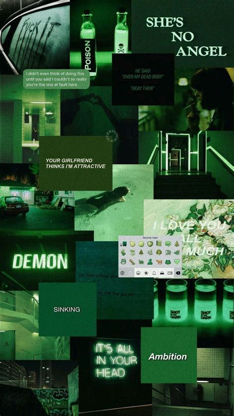 Dark Green Aesthetic Collage Laptop Wallpaper Img Groin