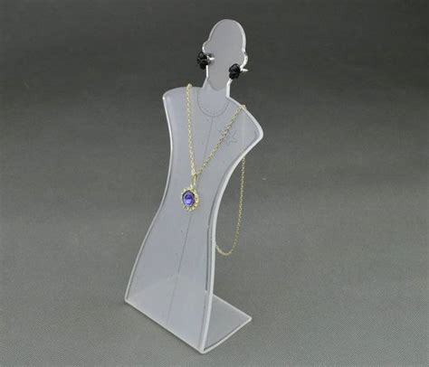 Acrylic Mannequin Necklace Earrings Display Stand Holder Jewelry Pendant Show Rack