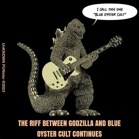 Godzilla Playing Guitar With Caption That Reads I Call This One Blue