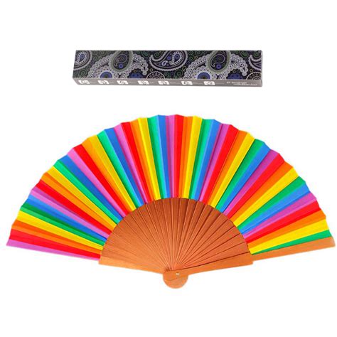 Abanico Madera Y Tela Arco Iris Abanicos Originales Que Puedo Regalar