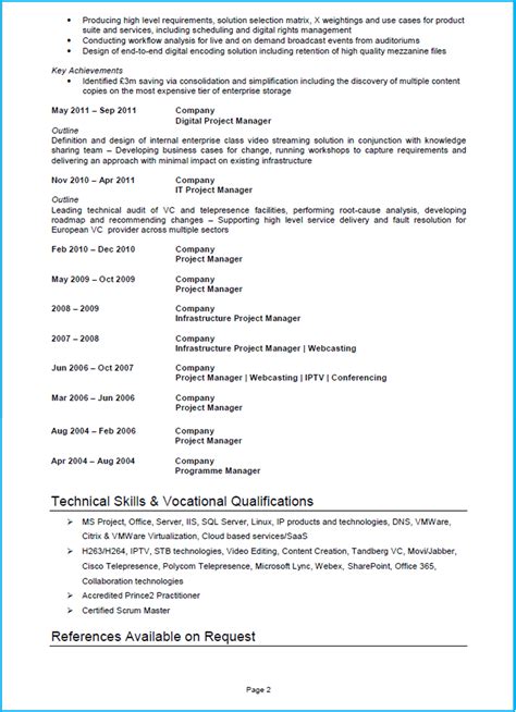 Project Manager Cv Example Cv Template And Writing Guide